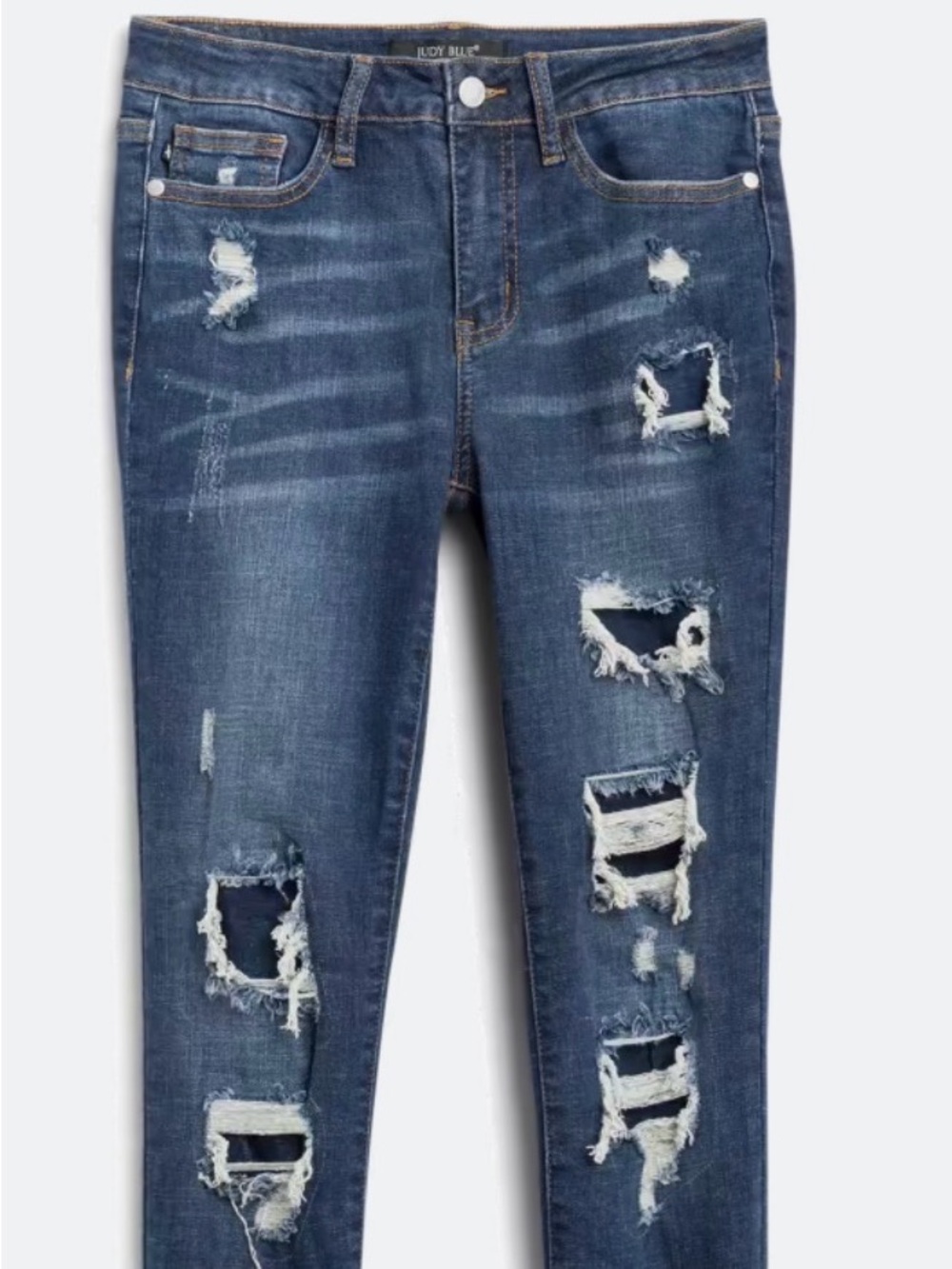 Judy Blue Dark Blue Ripped Skinny Jeans